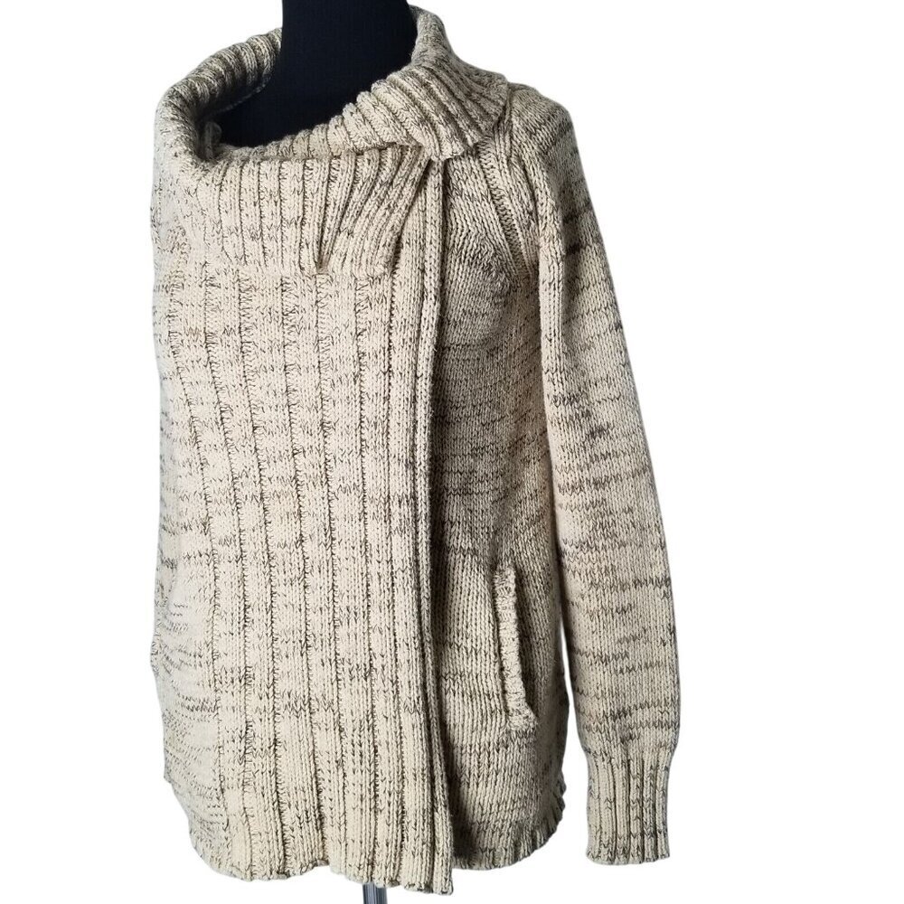 Little Yellow Bird By Anthropologie Chunky‎ Knit Cardigan Sweater S Beige Brown